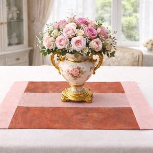 Upcycled Japanese Obi Mat, Pink Vintage Kimono Silk Rug, Handmade Zen Decor, 16x22in (40x57cm), Made in Japan