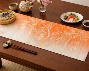 Caminho de mesa japonês 30,5×86cm, estilo Obi, com estampa floral de águas correntes, decoração elegante para casa, fabricado no Japão.