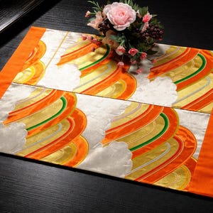 Japanese Obi Table Runner Large 61×86.5cm | Kimono Belt Remake | Zen Decor, Floor Mat, Rug, Table Centerpiece | Made in Japan