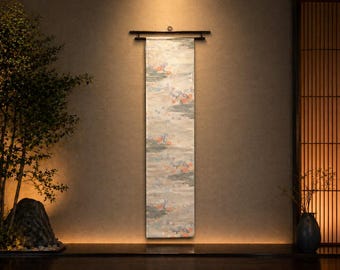 Vintage Japanese Obi Table Runner 180cm | Silk Kimono Fabric | Seasonal Floral Pattern, Wall Tapestry, Handmade Home Decor