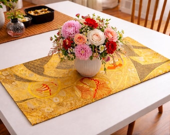 Japanese Obi Table Center 30×59cm | Saga Nishiki Silk | Upcycled Vintage | Elegant Decor | Made in Japan