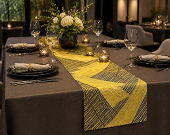 Camino de mesa japonés Obi de 200 cm | Seda Saga Nishiki | Tapiz de kimono vintage | Diseño auspicioso | Decoración hecha a mano