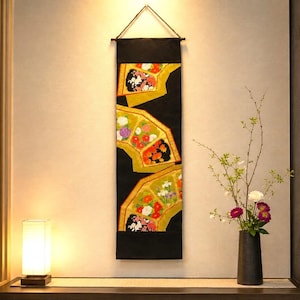 31×102cm Japanese Obi Tapestry / Table Runner / Floral Plate Pattern / Obi Remake / Made in Japan