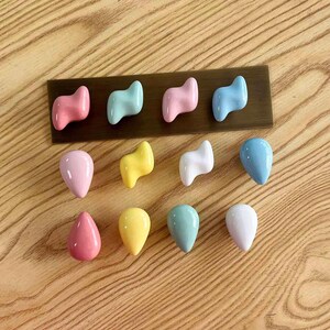 Handmade Ceramic Lightning & Raindrop Drawer Pulls, Whimsical Furniture Knobs