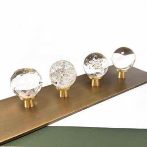 Solid Brass Crystal Cabinet Knob Glass Round Cupboard Door Knobs Elegant Furniture Hardware Kitchen Cabinet Knobs