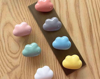 Ceramic Cloud Drawer Pulls: Whimsical Kids Furniture Hardware Bundle