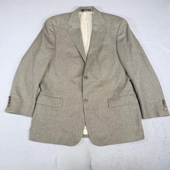 Hugo Boss, Vintage 90s Hugo Boss Saks Fifth Avenue Cashmere Wool Herringbone Blazer USA 44R