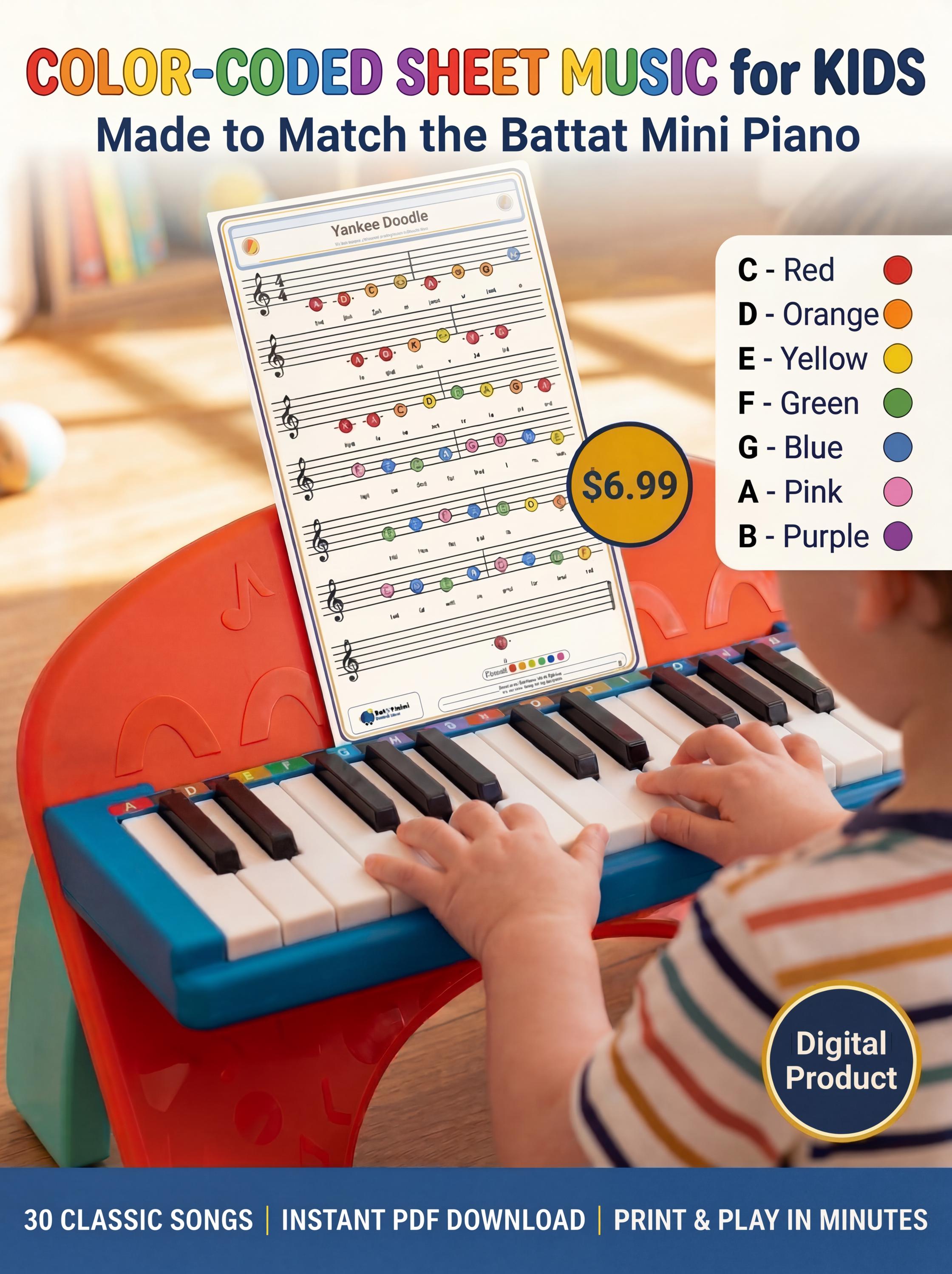 30 Color-Coded Piano Songs for Kids