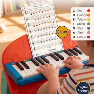 Every Song They'll Ask For — 46 Color-Coded Piano Sheets in One Download (Kids PDF)