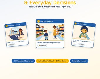 Kids Life Skills Workbook | Community Safety, Everyday Decisions Practice (Ages 7-12)