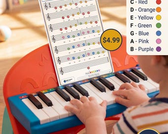 Color-Coded Piano Sheets for Kids – 16 Classic Songs (PDF Download)
