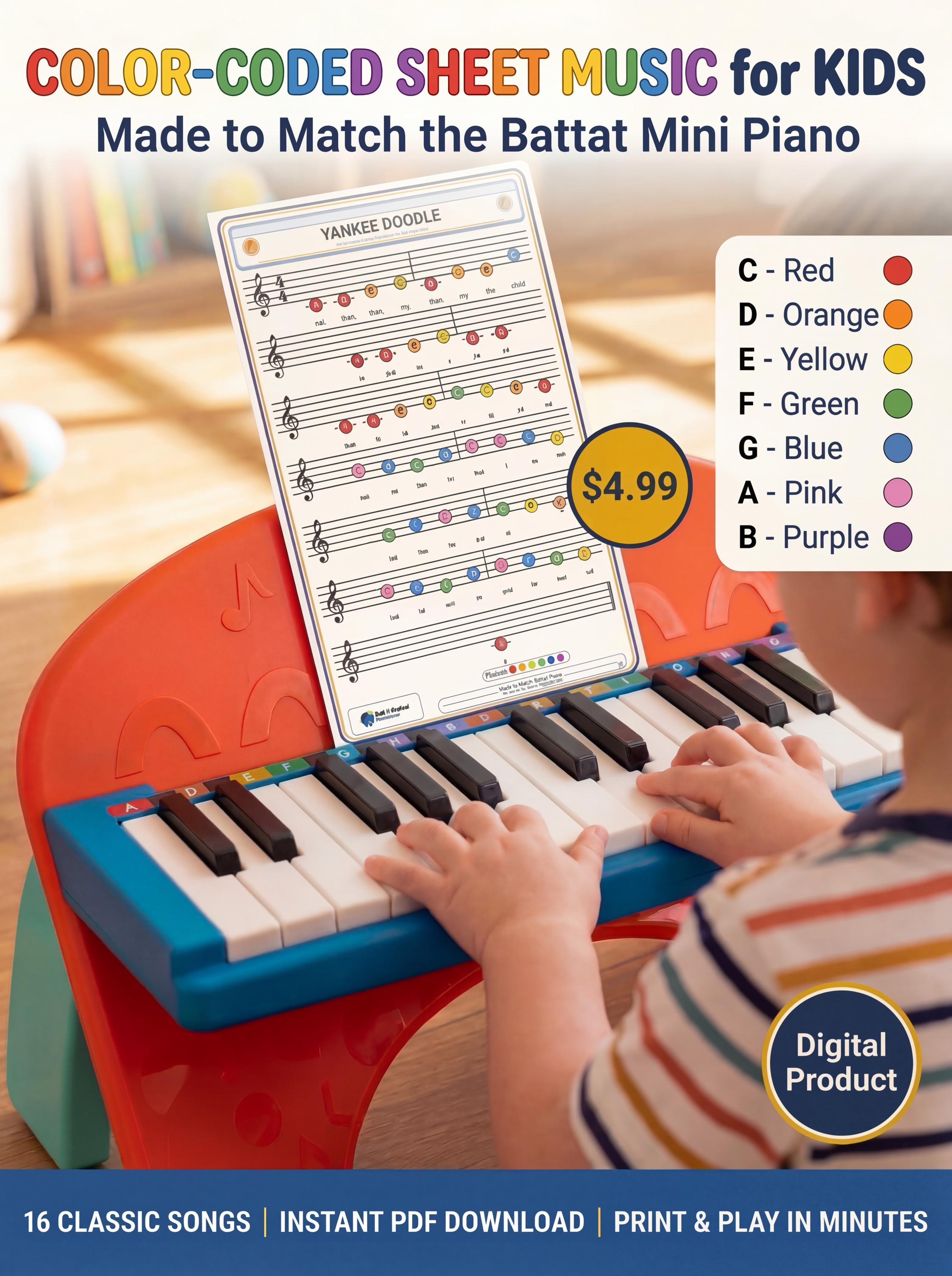 16 Classic Color-Coded Piano Songs for Kids