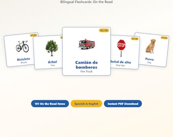 Bilingual Road Trip Flashcards Spanish-English | 151 Printable Cards for Toddlers