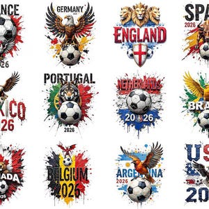 2026 World Cup National Teams Pot 1 Oil Painting Style PNG, Digital Art Download Football Soccer PNG Bundle, Commercial Use 12-Piece Pack