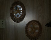 Set of two star fish and sea shell in a wicker basket