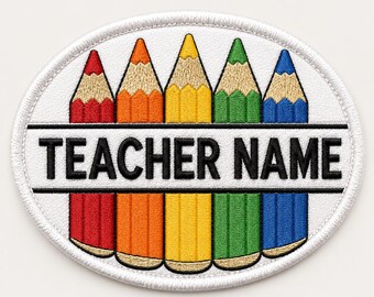 Parche personalizado con el nombre del profesor, parches bordados con forma de lápiz para chaquetas, bonito regalo de agradecimiento para profesores de aula, insignia personalizada para planchar.