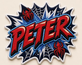 Custom Name Patch for Kid Superhero Embroidered Patch Iron On Comic Book Name Tag Kids Jacket Web Patch DIY Backpack Personalize Gift