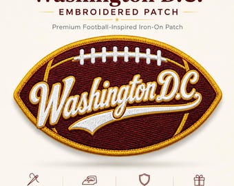 Parche de fútbol americano de Washington, insignia bordada termoadhesiva con el espíritu del equipo, accesorio para el día del partido.