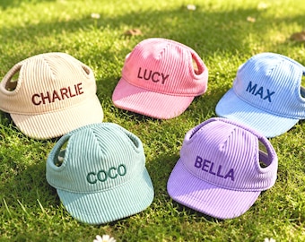 Custom Embroidered Corduroy Pet Hat, Personalized Dog Cat Baseball Cap