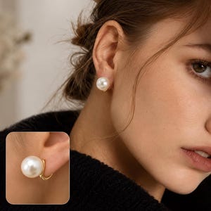 Pearl Clip On Earrings, Non Pierced Dangles, Gold or Silver Hooks, 10/12mm Drops