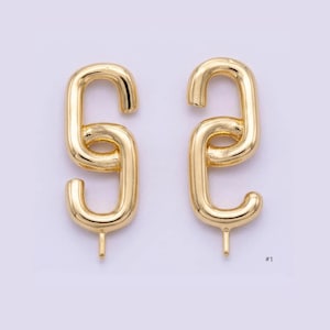 10 pares de postes de eslabones de cadena de oro de 14 quilates, postes decorativos para pendientes de 28 mm con argolla inferior para pendientes colgantes DIY