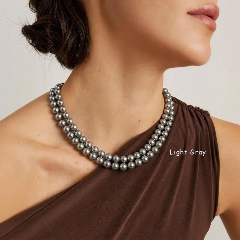 grey dress with jewellery Gray Necklace what colour jewellery with grey dress