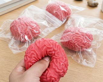 Gross Brain Squishy Stress Ball,Satisfying Squeeze Fidget for Anxiety,Realistic Brain Fidget Toy,Funny Sensory Relief Toy for Kids & Adults