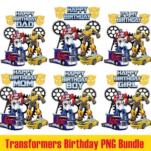Transformers Birthday PNG Bundle – Bumblebee Design (Digital Download)