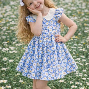 Blue and White Floral Dress Short - Etsy