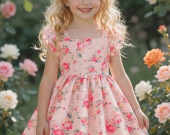 LAZE Mädchen Blumen Baumwollmischung Sommer Kleid, Handmade Geburtstag Outfit (1-9 Jahre)