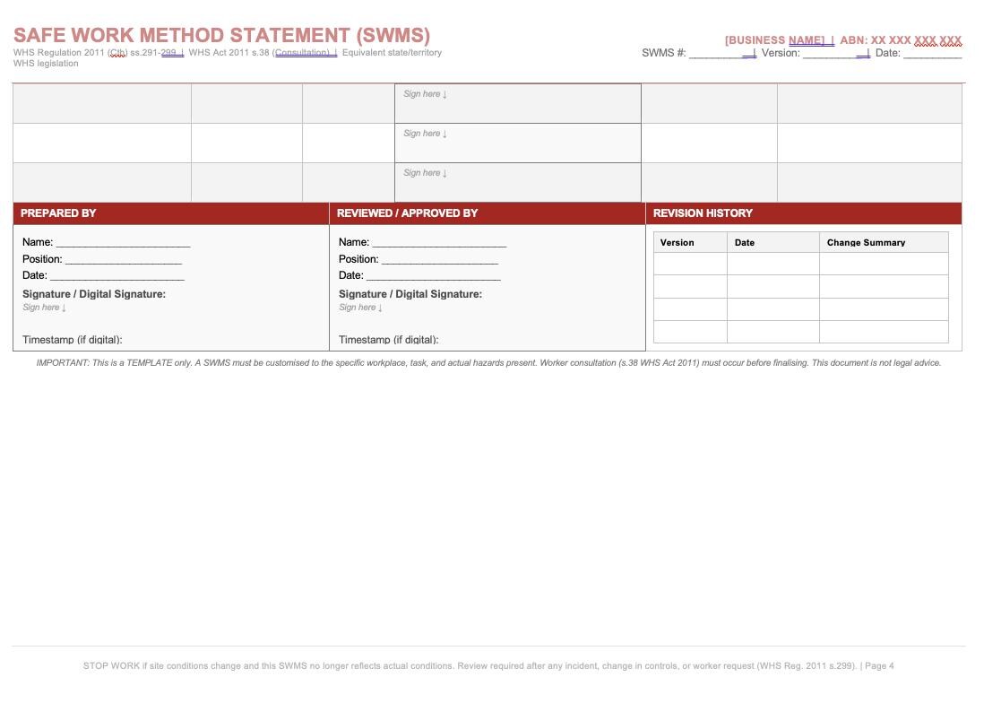 Swp Template Word Document SWMS (SWP) Template - Etsy Australia
