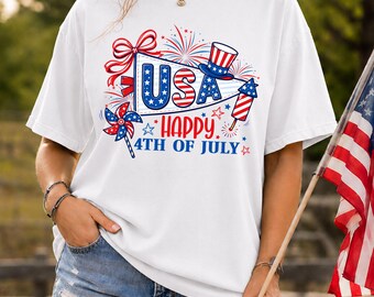 USA Happy 4th of July, Patriotic Fireworks Graphic, Independence Day Gift