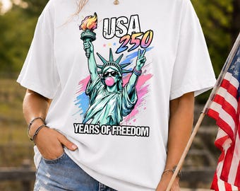 USA 250 Years Freedom Shirt, Statue of Liberty Pop Art Graphic Tee