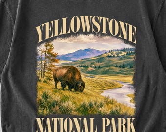 Yellowstone National Park Bison Landscape Shirt, Vintage Wyoming Nature Tee