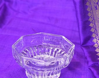 Vintage glass octagon shaped candleholder