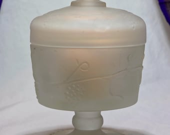 Vintage Avon clear frosted compote with lid