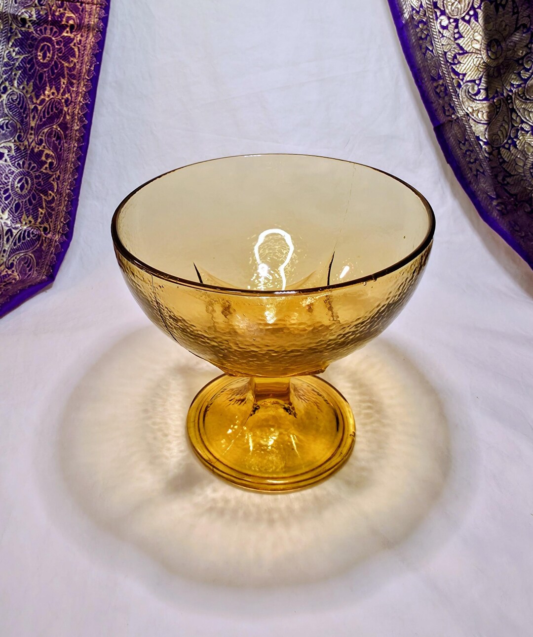 Hazel Atlas Pebblestone Gold Glass Goblet Candy Dish - Etsy