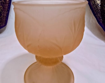 Vintage Tiara Frosted Peach Indiana Glass Goblet