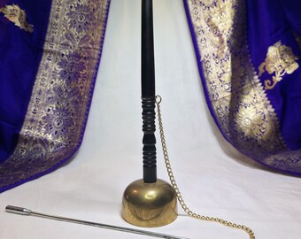 Vintage Brass Bell with Black Handle – Summoning Charm Tool