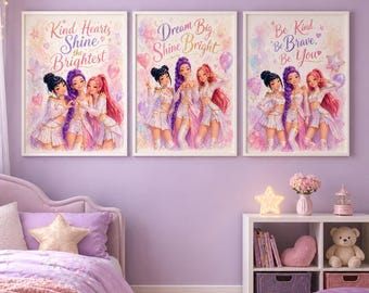 Set van 3 KPOP Demon Hunters posters, A2 meisjeskamer decoratie, motiverende Kpop-geïnspireerde digitale prints