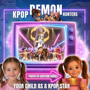 Convierte a tu hijo en una estrella del KPOP: video personalizado de KPOP Demon Hunters, regalo personalizado de foto a dibujo animado.