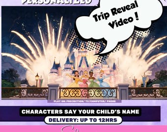 Disney-reis aankondigingsvideo voor kinderen | Prinsessenverrassing | Tiana, Belle, Aurora, Assepoester | Cadeau voor de onthulling van de Disney World-vakantie