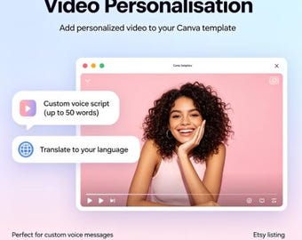 Add-on voor videopersonalisatie voor Canva-sjablonen | Taal wijzigen of aangepast script toevoegen (maximaal 50 woorden) | Snelle levering binnen 12 uur