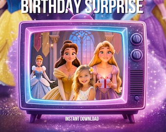 Princess Birthday Video for Girls, Fairytale Animated Video Gift, Editable Canva Template/ we can edit for you & personalize