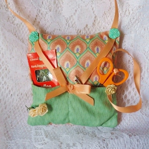 Hang Around Neck Sewing Kit, Handmade Pillow Pincushion with Notions, Vintage Tailors Fitting Mending Kit