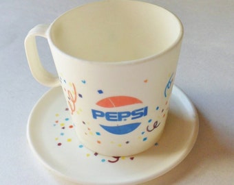 Pepsi Cup and Saucer, Chilton Toys Plastic Pepsi Cup, Small Vintage Toy Cup and Saucer, 60s