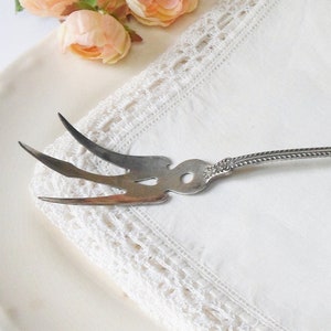 Sterling Silver Lettuce Serving Fork, Large Gorham Cambridge Pattern Silver Fork, Monogrammed G or Y, Sterling Pat 1899