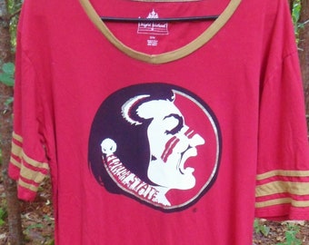 Florida State Seminoles Jersey T Shirt, Garnet Color State Univerity Shirt with 3/4 Sleeve, Vintage College Fan Shirt, Size S/M