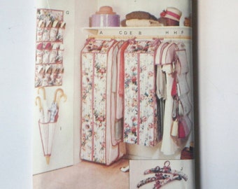 Butterick Pattern 6869 Closet Accessories, Vintage Uncut Patterns Storage Bag Gown Bag Handbag Organizer Shoe Bag Unbrella Holder Hangers