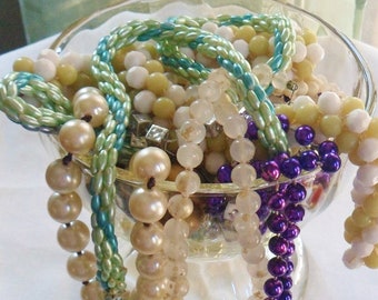 Broken Bead Necklaces, 11 oz Bag Vintage Bead Necklaces, Broken Jewelry Craft Supply